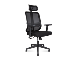 Кресло Tema 2D/черный пластик/черная сетка/черная ткань