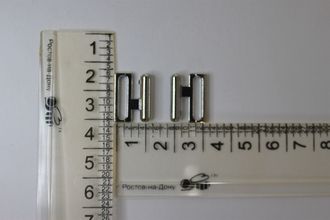 Застежка металлическая для купальников 1.5 см серебро