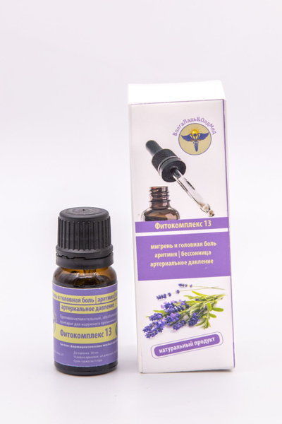 Фитокомплекс ВолгаЛадь №13 профилактика мигреней и головных болей, аритмии, бессонницы, стабилизации артериального давления, 10 мл