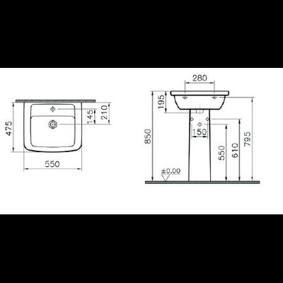 Комплект: раковина VitrA Form 300 c пьедесталом, 9602B003-7650