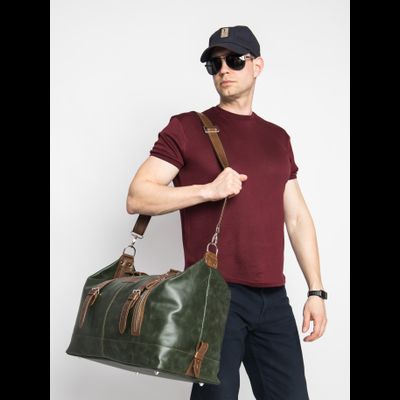Кожаная дорожная сумка Campora Premium dark green (арт. 
4019-11)