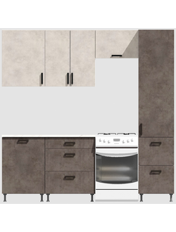 Кухня Эконом 1,8 метра с колонкой (1300х500) Цвет: Цемент светлый/Цемент темный