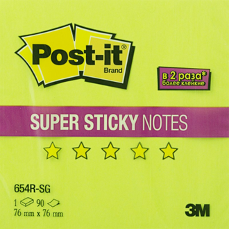 Блок-кубик Post-it Super Sticky 654R-SG, 76х76, зеленый (90 л)