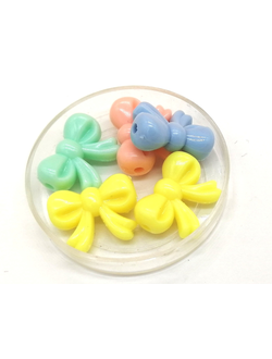 Бусины пластиковые фигурные, 12 мм бантик микс
