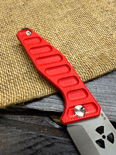Фрикционный складной нож Атом-1 сталь VG-10, рукоять G10 красный