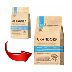 Grandorf (Грандорф) сухой корм для взрослых кошек Белая рыба с рисом, 400 г