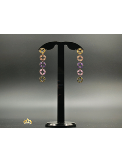 Серьги-дорожки с разноцветными кристаллами 5,5 см