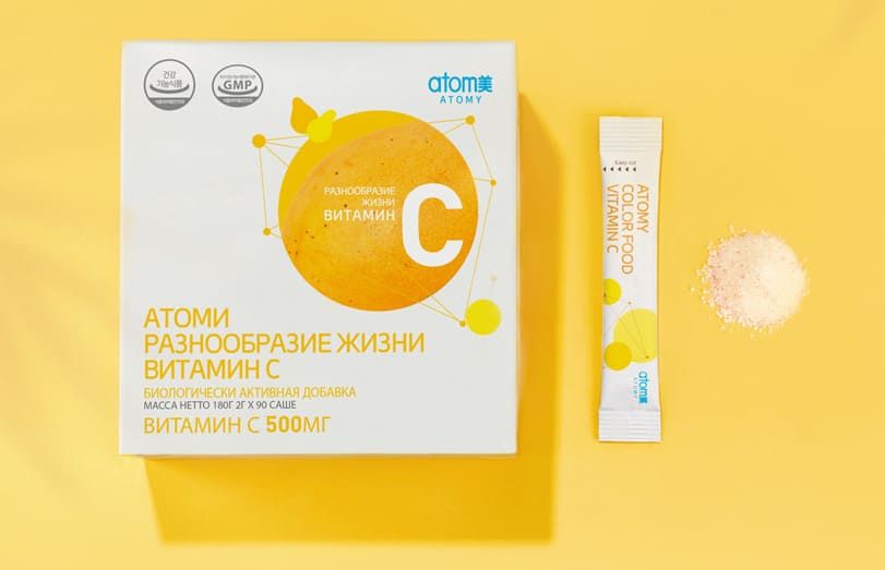 Дизайн коробки и формат выпуска витамина С 90 саше