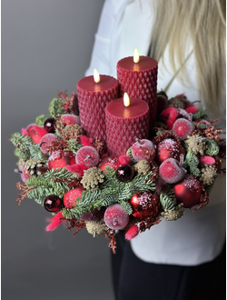 Рождественский венок с диодными свечами