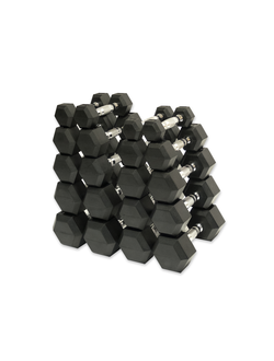 Набор гексагональных гантелей 10 пар от 1 до 10 кг REBEL