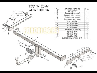 Фаркоп Лидер-Плюс для Volkswagen Tiguan/Skoda Yeti 2007-2016