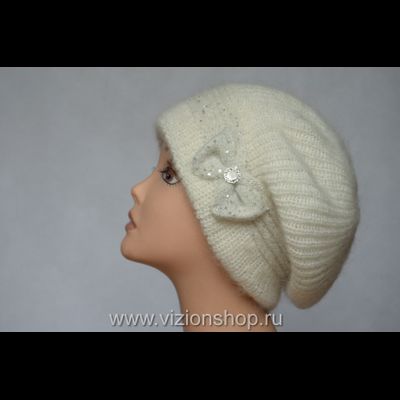 Модный женский берет зима 2020 Vizio Италия 6464 белый