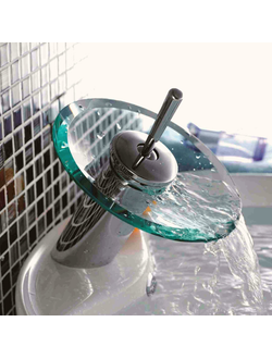 416 Смеситель для раковины D110416 шар. 40мм, водопад, стекло (латунь) 110416