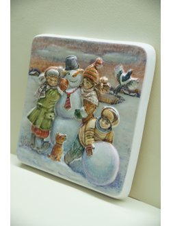 Плакетка "Зима в деревне"