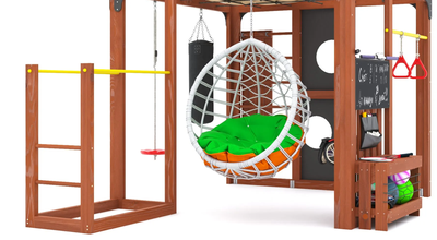 Детская площадка Савушка КУБ-1 (Махагон) с подушками и коконом