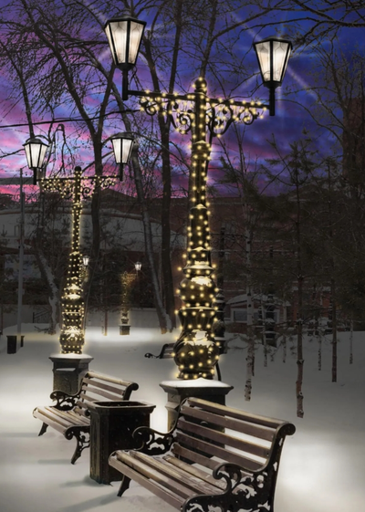 Гирлянда Нить 24В тёплый свет, 10м, 100 LED, золотой провод, соединяемая, 24V, IP65