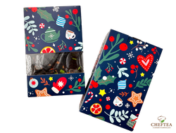 Коробочка крафт (с окном) с новогодним дизайном