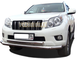 Защита переднего бампера двойная d76/75х42 (овал)Toyota Land Cruiser Prado 150 (2010-...)