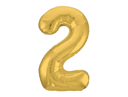 Фольгированная цифра 2, 100 см, золото  В НАЛИЧИИ