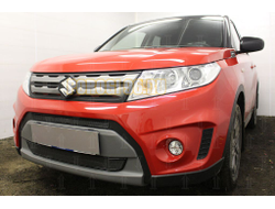 Защита радиатора Suzuki Vitara 2014-2018 (2 части) black PREMIUM