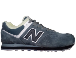 New Balance 574 Blue Grey Black с мехом