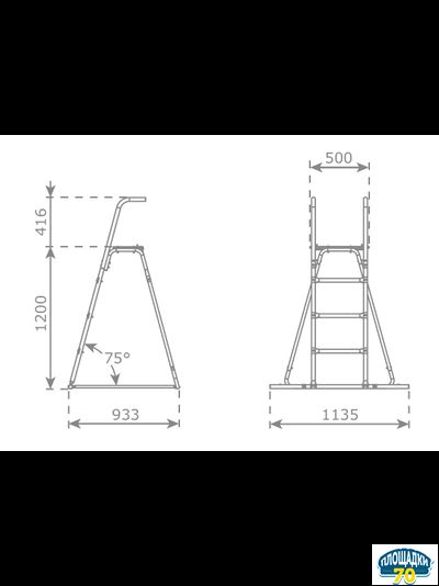 Лестница-платформа для детской горки 2,2 метра, 120 см. от земли