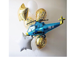 Сет из гелиевых шаров "Голубой вертолет"