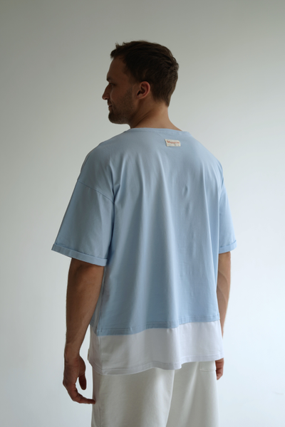 МУЖСКАЯ ФУТБОЛКА ГОЛУБАЯ "ЦВЕТОЧНЫЕ КЕДЫ"