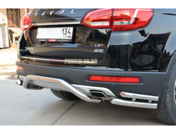 Защита заднего бампера "уголки двойные" d60/42 для Haval H6 (2017-)
