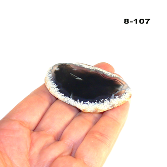 Агат натуральный (срез) черный №8-107: с отв. - 16,9г - 55*39*5мм