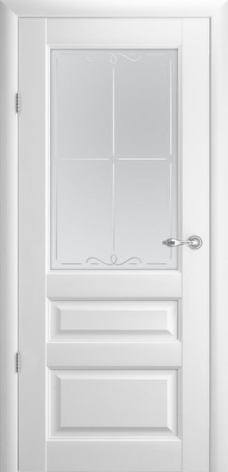 Дверь с покрытием soft touch остекленная "Гранд 9 белый бархат"