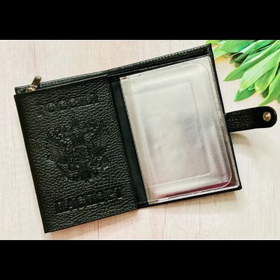 5В1! Обложка для авто документов, плюс отдел для паспорта, кошелёк на молнии, карман для купюр, отделы для карт и визиток, на заклёпке