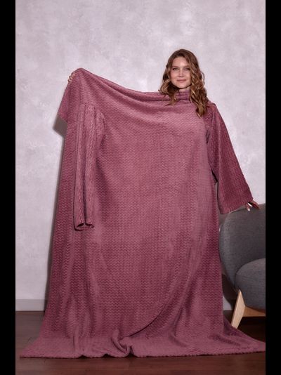 Плед с рукавами "Малина" из микрофибры (велсофта)