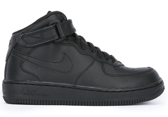 Nike Air Force 1 Черные высокие, кожа/искусств.мех (41-46) Арт: 031F