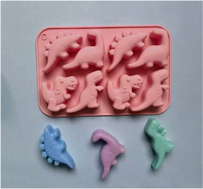 Силиконовая форма "Динозаврики" 18,7*12,5см, 8 ячеек