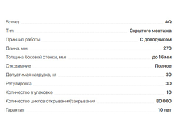 Направляющая скрытого монтажа синхронизированная полного выдвижения с доводчиком L=270мм Stealth Soft  (11.0217)  AQ *