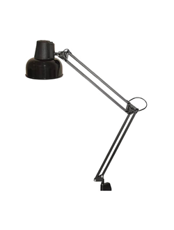 Светильник настольный "Бета", на струбцине, лампа накаливания/люминесцентная/светодиодная, до 60 Вт, черный, высота 70 см, Е27