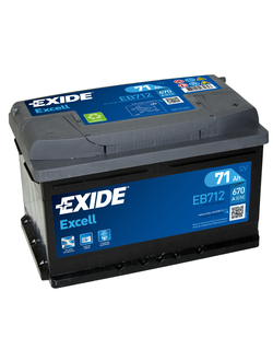 АККУМУЛЯТОР АВТОМОБИЛЬНЫЙ EXIDE EXCELL EB712 R+ 71Ah 670А (En)