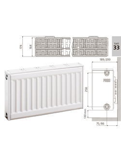 Cтальной панельный радиатор PRADO Classic  33х300х1100