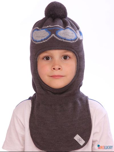 Шапка-шлем  21101-08, цвет темно-серый, серый, р. 52-54