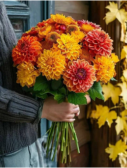 Букет из 15 георгин