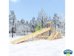 Зимняя деревянная горка "IgraGrad Snow Fox 12 м" две лестницы, без окраски