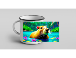 Кружка металлическая эмалированная Капибара, Kapibara-san №10