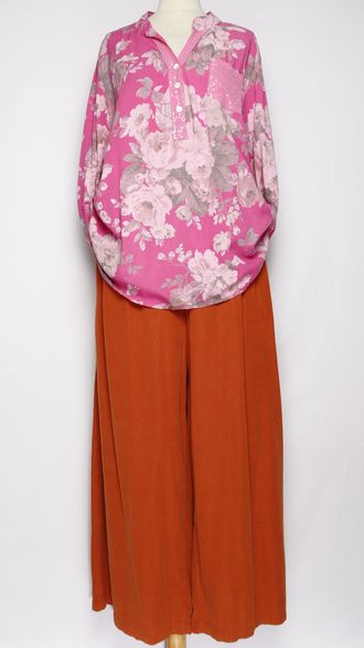 РУБАШКА БОХО "Карман пайетки" розы фуксия, желтая, голубая до р.54