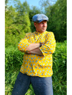 Русская рубашка "Сорочица" мужская желтая