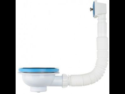 Перелив для мойки 3 1/2 с прямоуг вертик. корпусом белый Aquant  [45962]