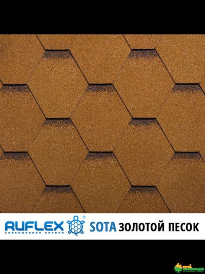 Гибкая черепица Руфлекс Сота (Ruflex Sota), цвет: золотой песок