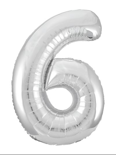 Шар цифра 6 серебристая