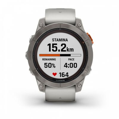 Умные часы Garmin Fenix 7 Pro Sapphire Solar титановый серый с серо-оранжевым ремешком 010-02777-20