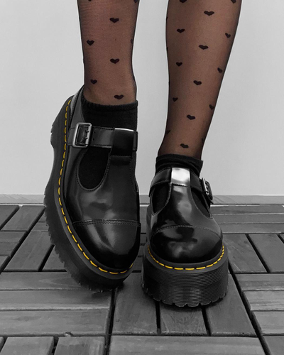 DR. MARTENS BETHAN POLISHED SMOOTH LEATHER PLATFORM SHOES